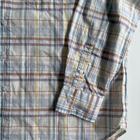 Frank & Eileen Eileen Relaxed Button-Up Shirt in Sand Purple Plaid M Medium - Picture 7 of 11
